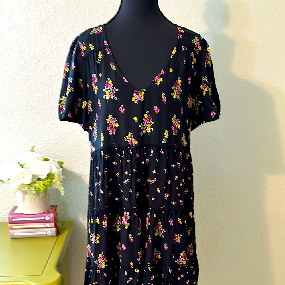 Wild Fable Floral Black Dress